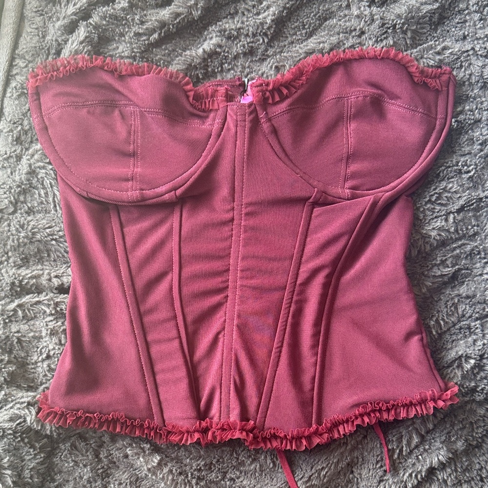Edikted Burgundy Corset Top